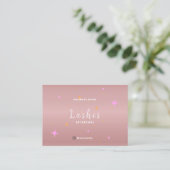 Rose Gold Lash Client After Care Instruction Card Visitekaartje (Staand voorkant)