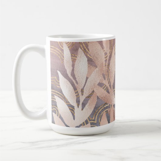 Rose Gold Leaf Sprays op Abstracte Achtergrond Koffiemok (Links)