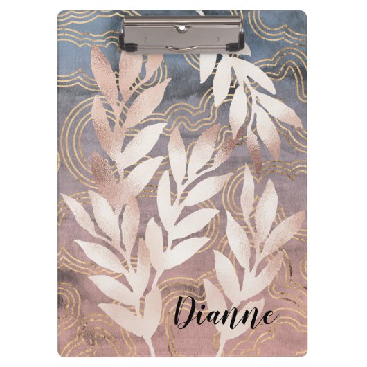 Rose Gold Leaf Sprays op Abstracte Achtergrond Voe Klembord (Voorkant)