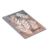 Rose Gold Leaf Sprays op Abstracte Achtergrond Voe Notitieboek (Rechterzijde)