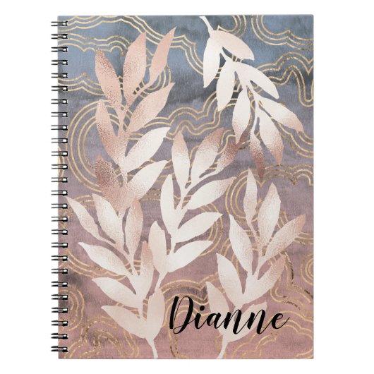 Rose Gold Leaf Sprays op Abstracte Achtergrond Voe Notitieboek (Voorkant)