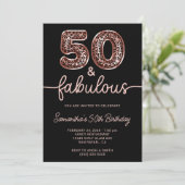 Rose Gold Leopard Balloon Number 50 and Fabulous Kaart (Staand voorkant)