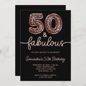 Rose Gold Leopard Balloon Number 50 and Fabulous Kaart (Voorkant / Achterkant)