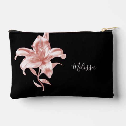 Rose Gold Lily Black | Your Name Etui (Achterkant)