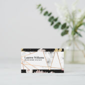 Rose Gold Lines | Marmer | Bloemvlinder Visitekaartje (Staand voorkant)