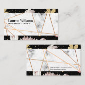 Rose Gold Lines | Marmer | Bloemvlinder Visitekaartje (Voorkant / Achterkant)