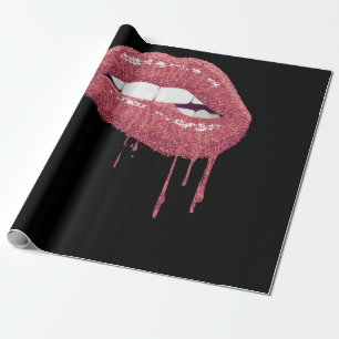 Rose Gold Lipstick Kiss Hot 80s Drip Lips 1980 Cadeaupapier