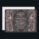 Rose Gold Marble Art Deco Bachelorette Party Kaart<br><div class="desc">Uniek ontwerp met een combinatie van oude,  op wereldschaal gebezigde,  gouden roos-decopauzes en een gedurfde,  moderne grafische aanpak op een zwarte marmerachtergrond. Het gebruik past hulpmiddel aan om uw info toe te voegen. Ga voor overeenkomende objecten naar mijn Roos Gold Marble Art Deco Peacocks Collectie.</div>