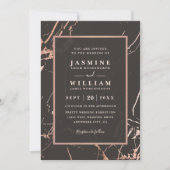 Rose Gold Marble Elegant Modern QR Code Wedding Kaart (Voorkant)