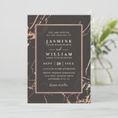 Rose Gold Marble Elegant Modern QR Code Wedding Kaart (Staand voorkant)