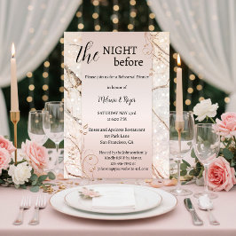 Rose Gold Marble Floral Rehearsal Dinner Kaart