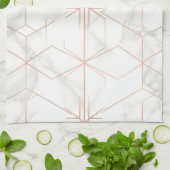 Rose Gold Marble Geometric Pattern Theedoek (Gevouwen)