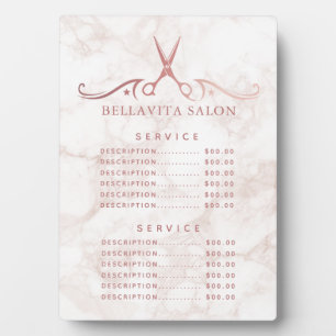 Rose Gold Marble Salon Prijsmenu Fotoplaat