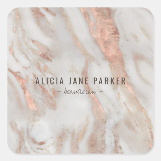 Rose gold marble unique elegant professional vierkante sticker (Voorkant)