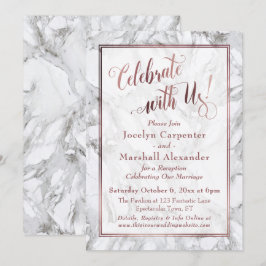 Rose Gold Marble Vier met Ons Ontvangst-alleen Kaart