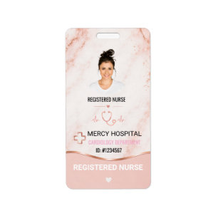 Rose Gold Marmer RN Cardiologie ID Badge Etiket
