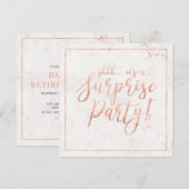 Rose Gold & Marmer | Verrassingsafscheidsparty Kaart (Voorkant / Achterkant)