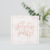 Rose Gold & Marmer | Verrassingsafscheidsparty Kaart (Staand voorkant)