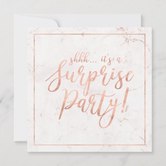 Rose Gold & Marmer | Verrassingsafscheidsparty Kaart (Voorkant)