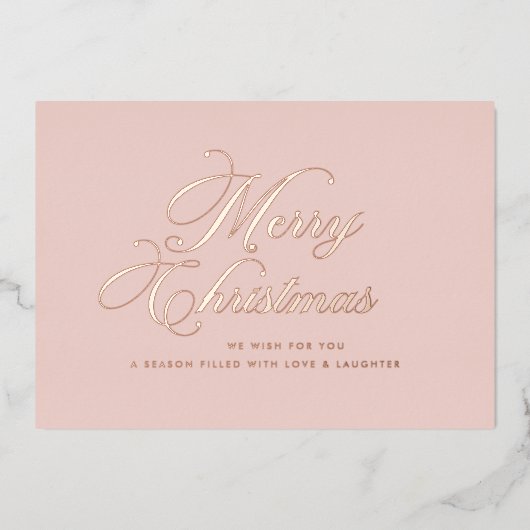 Rose Gold Merry Christmas Card Folie Feestdagenkaart (Voorkant)
