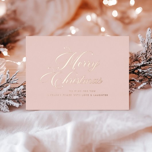 Rose Gold Merry Christmas Card Folie Feestdagenkaart