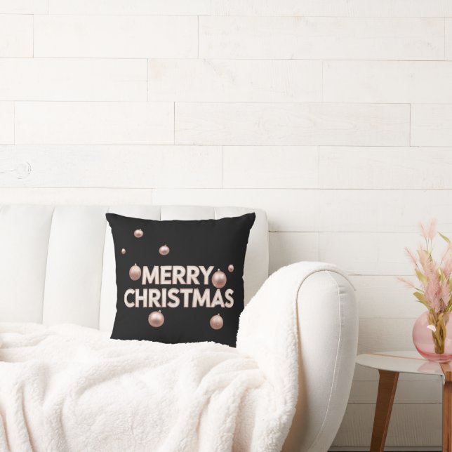 Rose Gold Merry Christmas - Holiday Design Kussen (Bank)