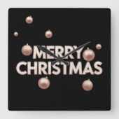 Rose Gold Merry Christmas - Holiday Design Vierkante Klok (Voorkant)