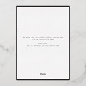 Rose gold Merry Christmas script 3 photo collage Folie Feestdagenkaart (Achterkant)