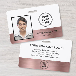 Rose Gold Metallic Logo Personeelsfoto ID-badge Badge