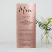 Rose Gold Minimalistische Typografie Trouwmenu's Menu (Staand voorkant)