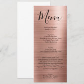 Rose Gold Minimalistische Typografie Trouwmenu's Menu (Voorkant / Achterkant)
