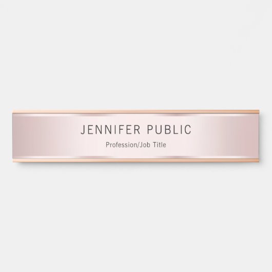 Rose Gold Modern Elegant Professional Name Home Deurbordje (Voorkant)