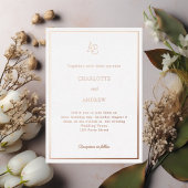 Rose gold modern monogram luxury wedding folie uitnodiging
