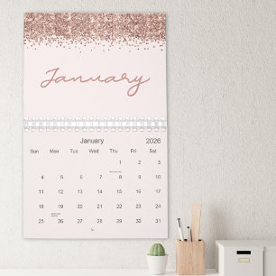 Rose Gold Moderne Minimalist 2027 Kalender