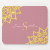 Rose Gold Monogram Elegant Floral Mandala Muismat (Voorkant)