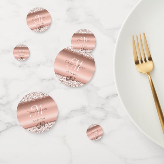 Rose Gold Monogram Glitter Elegant Wedding Confetti (Groep)