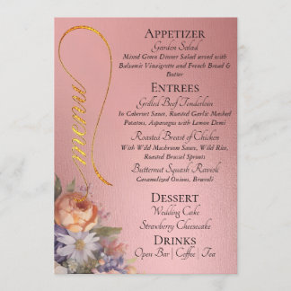 Rose Gold - Monogram, Wildflowers & Thank You  Menu