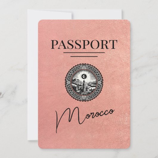 Rose Gold Morocco Paspoort Save The Date (Voorkant)