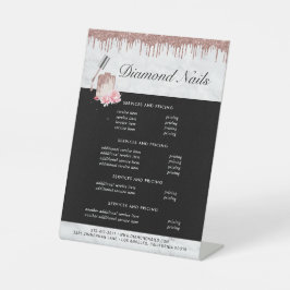 Rose Gold Nagelstudio | Prijslijst Menu Reclamebord Met Voetstuk