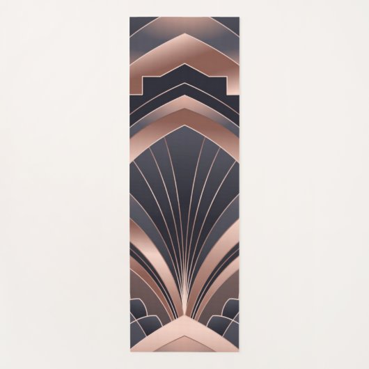 Rose Gold Navy Geometric Fan Neo Deco Art Yogamat (Voorkant)