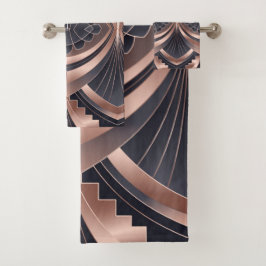 Rose Gold Navy Geometric Neo Art Deco Bad Handdoek