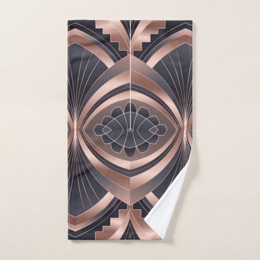 Rose Gold Navy Geometric Neo Art Deco Bad Handdoek (Handdoek)