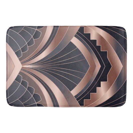 Rose Gold Navy Geometric Neo Art Deco  Badmat (Voorkant)