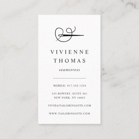 Rose Gold Needle & Thread | Seamstress or Tailor Visitekaartje (Achterkant)