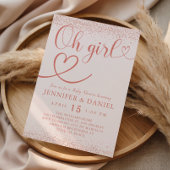 Rose Gold Oh Girl Blush Confetti Script Kaart