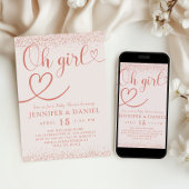 Rose Gold Oh Girl Blush Confetti Script Kaart