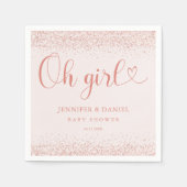 Rose Gold Oh Girl Confetti Minimal Script Servet (Voorkant)