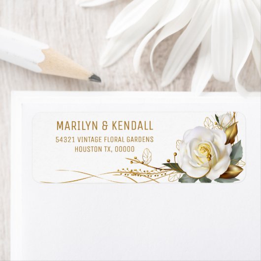 Rose Gold Organic Floral Wedding Label (Insitu)