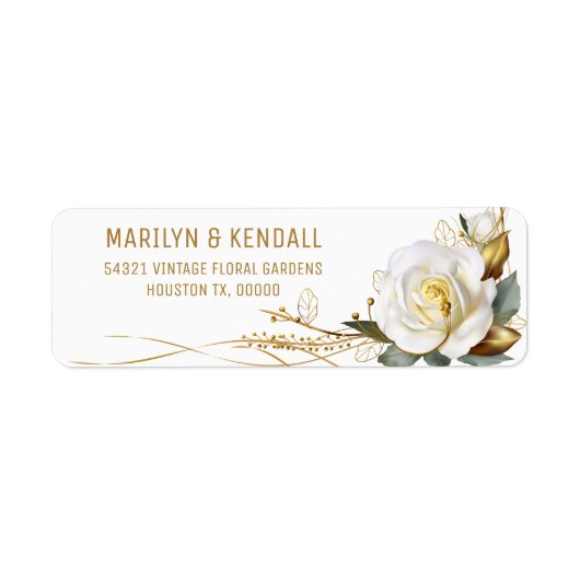 Rose Gold Organic Floral Wedding Label (Voorkant)