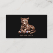Rose Gold Panther Kapperszaak QR-code Kapper Visitekaartje (Voorkant)